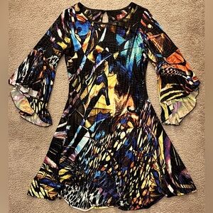 FROM THE HEART Women's Y2K Boho Multi-Color & Pattern Cascade-Hem Dress Medium